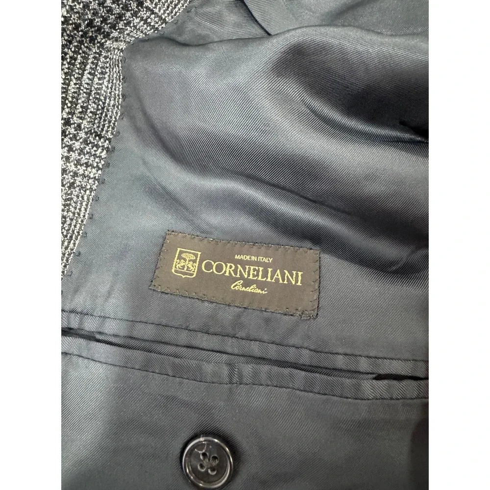 Corneliani Mens Grey Glen Plaid Three Button Sport Coat Blazer 40R